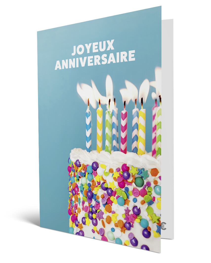 Carte de vœux 2 en 1 Joyeux Anniversaire Bougies