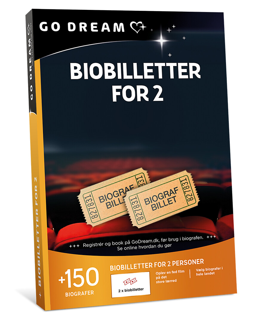 Go Dream BIOBILLETTER FOR 2- Oplevelsesgaver ENTERTAINMENT - Oplev magien på det store lærred med biobilletter. Nyd en aften i biografens hyggelige